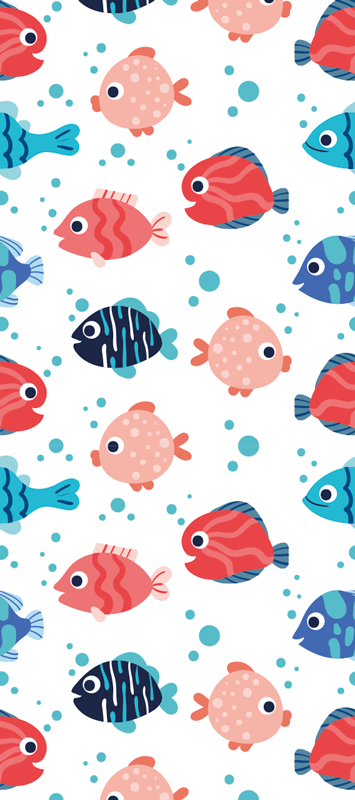 Pink and blue fishes bedroom vinyl rug - TenStickers