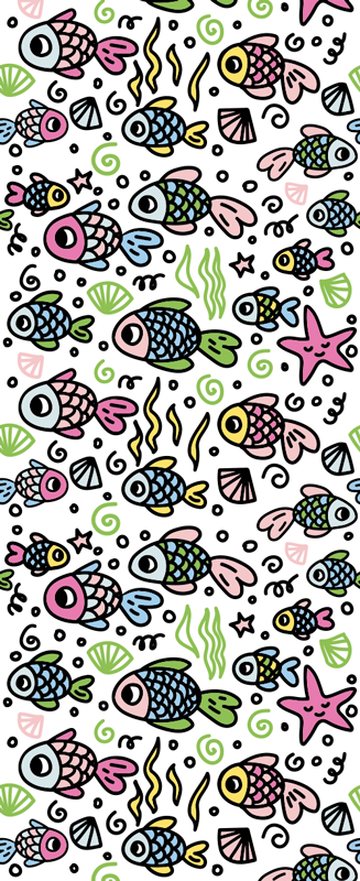 Bedroom vinyl rug with multicolor fish pattern - TenStickers