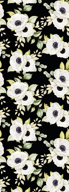 Bedroom vinyl rug with a beautiful white rose pattern - TenStickers