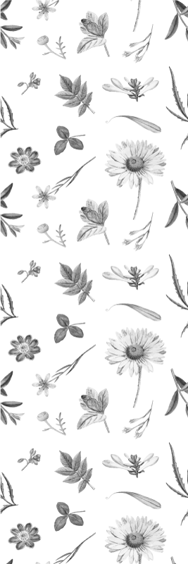 Gray sprint flowers bedroom vinyl rug - TenStickers