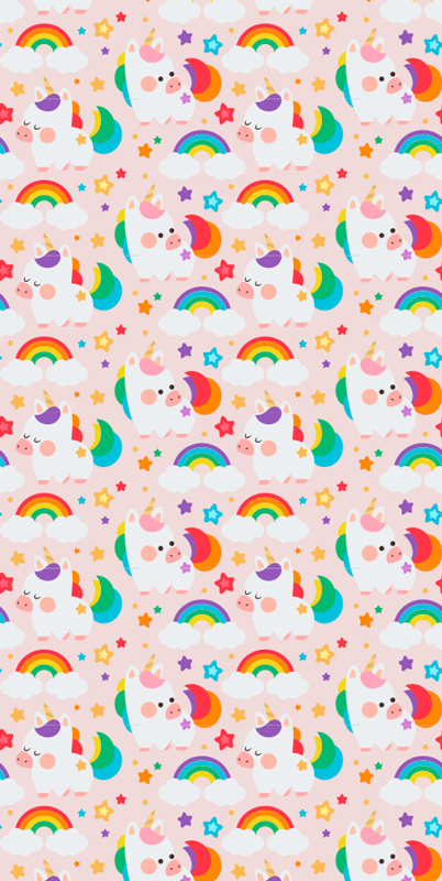 Bedroom vinyl rug with hand-drawn colorful horses - TenStickers