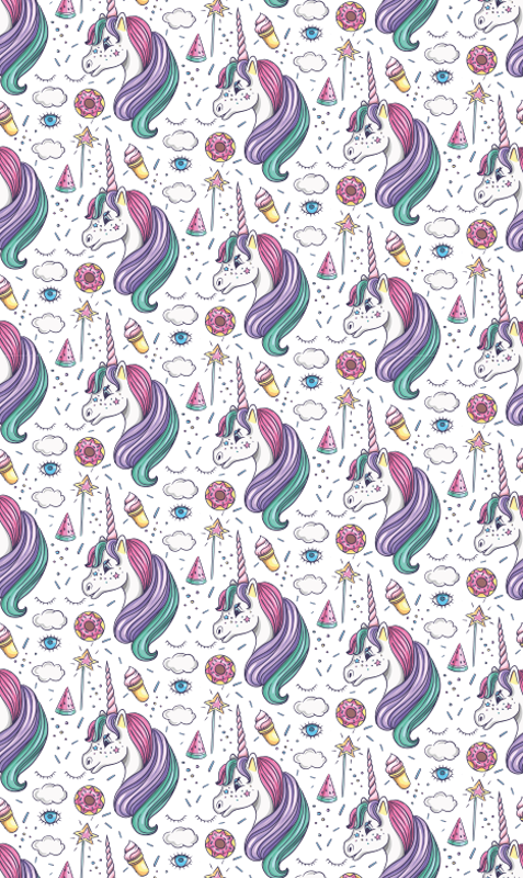 Bedroom vinyl rug with hand-drawn unicorn design - TenStickers