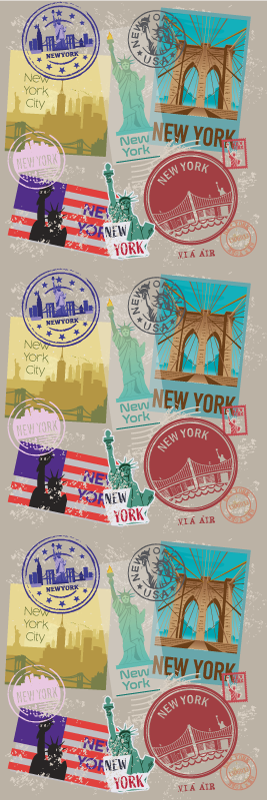Old nyc collage bedroom vinyl rug - TenStickers