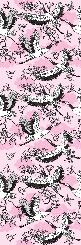 Bedroom vinyl rug with modern pink wild birds pattern - TenStickers