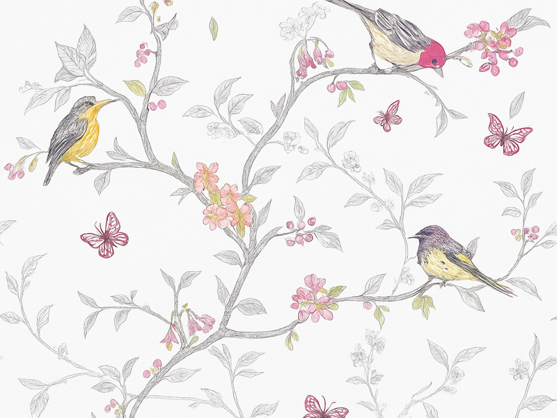 Bedroom vinyl rug with birds on branches - TenStickers