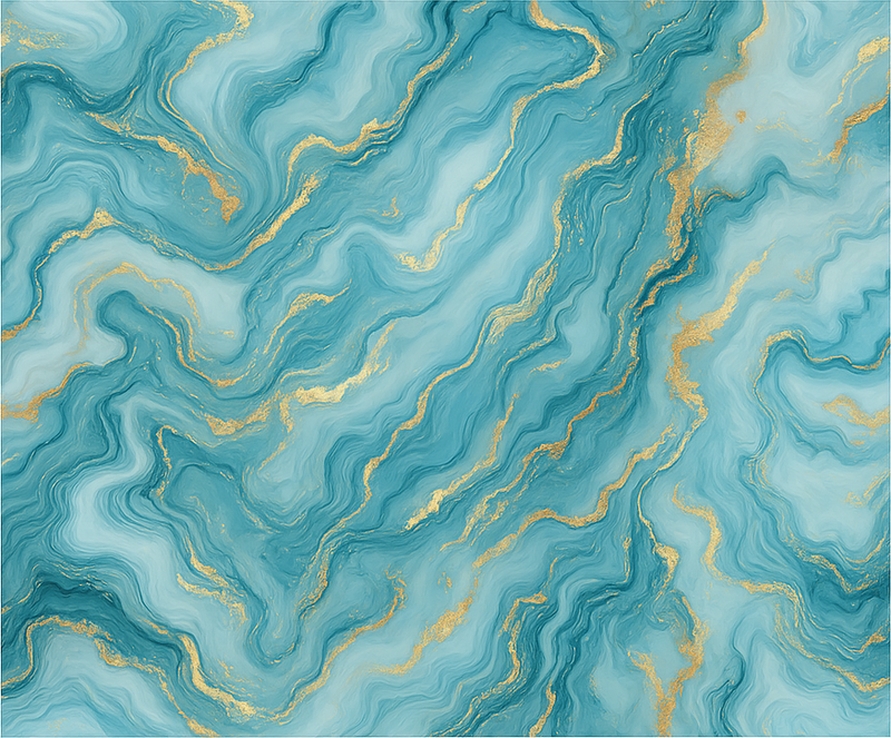 Bedroom vinyl rug in light blue and gold marble - TenStickers