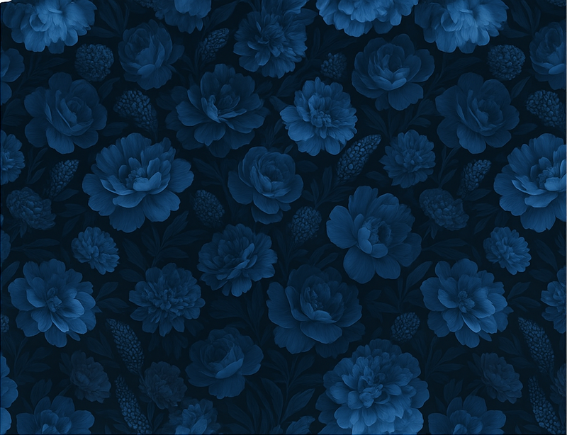Dark blue mysterious floral motif bedroom vinyl rug - TenStickers
