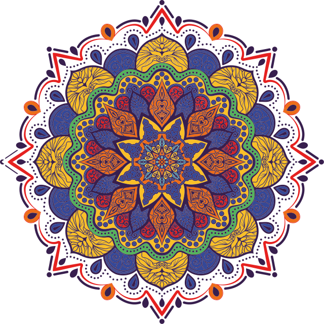 Geometric vinyl rug colorful floral mandala - TenStickers