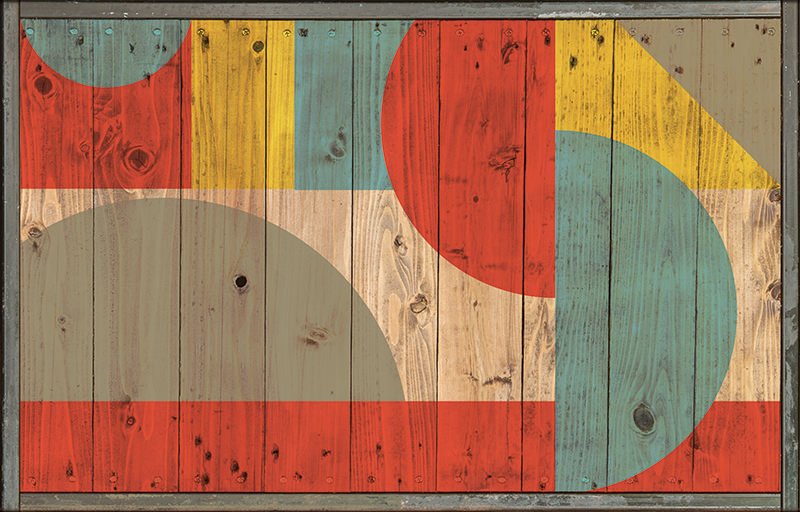 Geometric vinyl rug wood geometry design - TenStickers