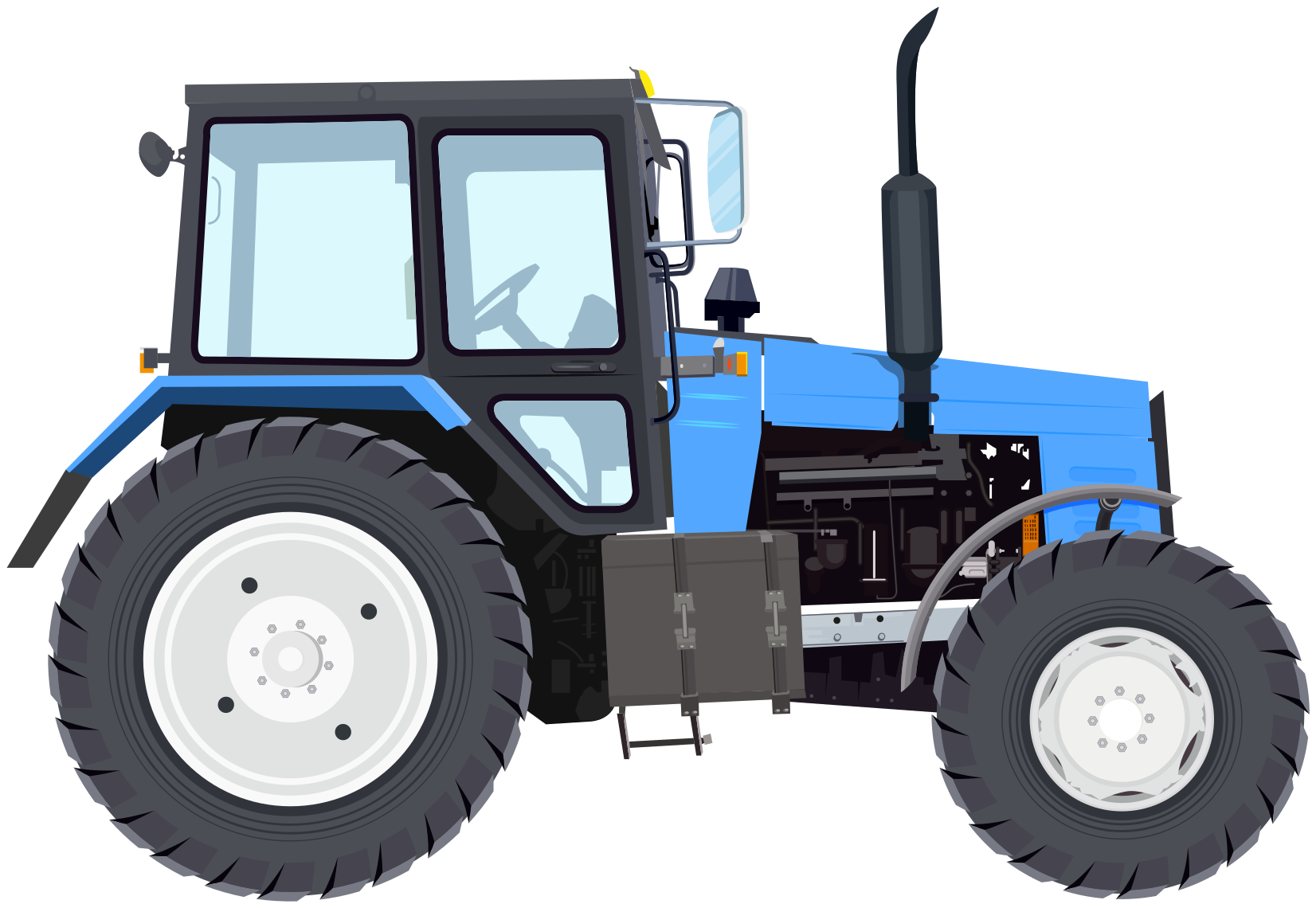 Kids vinyl rug with blue modern tractor design - TenStickers