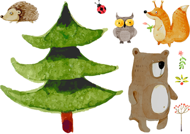 Kids vinyl rug featuring woodland creatures - TenStickers