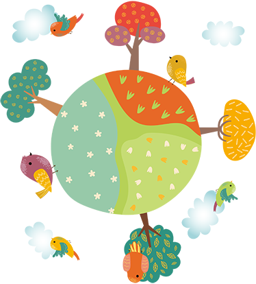 Kids vinyl rug featuring a circular spring with animals - TenStickers