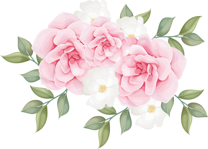 Bedroom vinyl rug elegant pink floral design - TenStickers