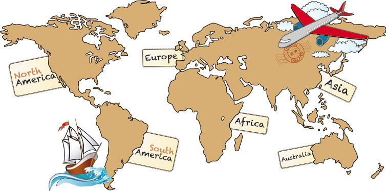 World map vinyl rug english continents map - TenStickers