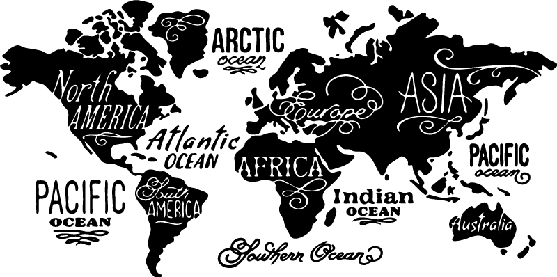 World map vinyl rug with detailed features - TenStickers