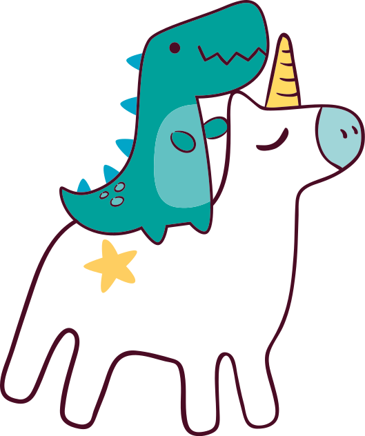 Kids vinyl rug with unicorn and dinosaur design - TenStickers
