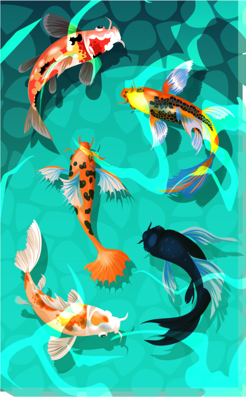 Bathroom vinyl rug koi shower - TenStickers