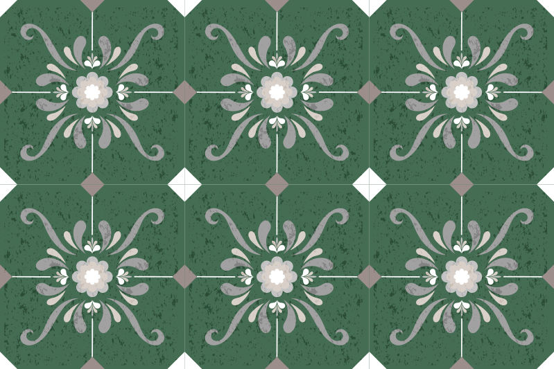 Bathroom vinyl rug with vintage tile design - TenStickers