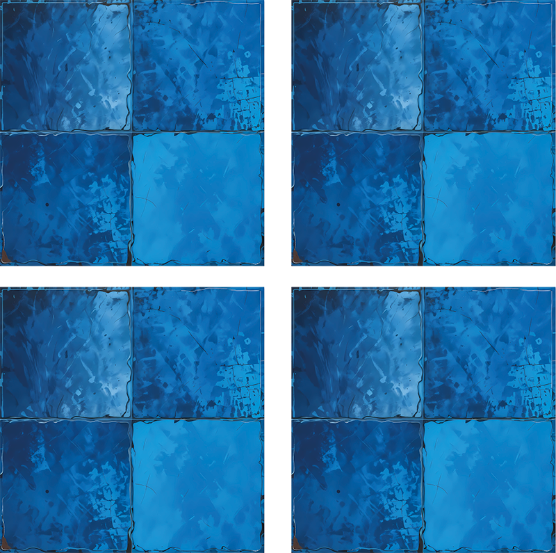 Bathroom vinyl rug in marine blue square motif - TenStickers