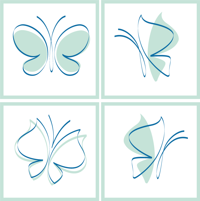 Bathroom vinyl rug with silhouetted tile butterflies - TenStickers
