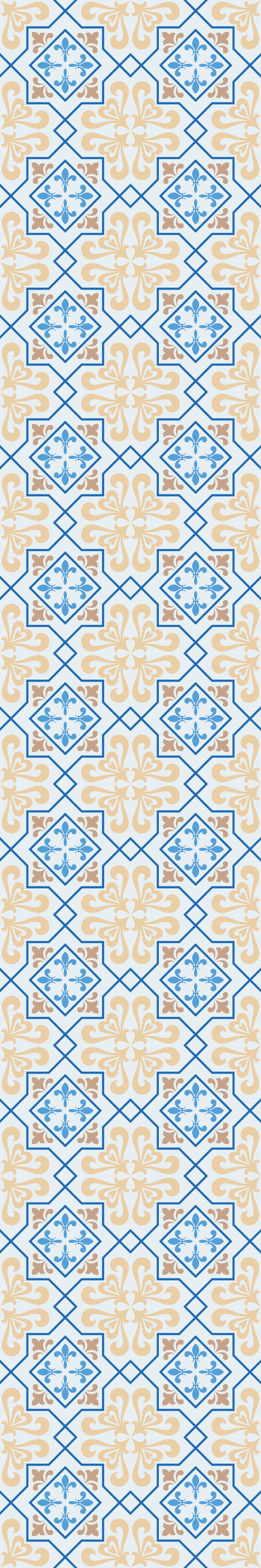 Kitchen vinyl rug with blue lines portuguese tile pattern - TenStickers