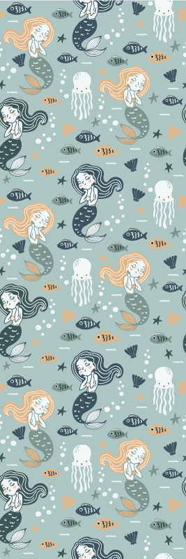 Bedroom vinyl rug with blue magic mermaid design - TenStickers