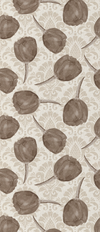 Gray tulips pattern with acanthus scrolls bedroom vinyl rug - TenStickers