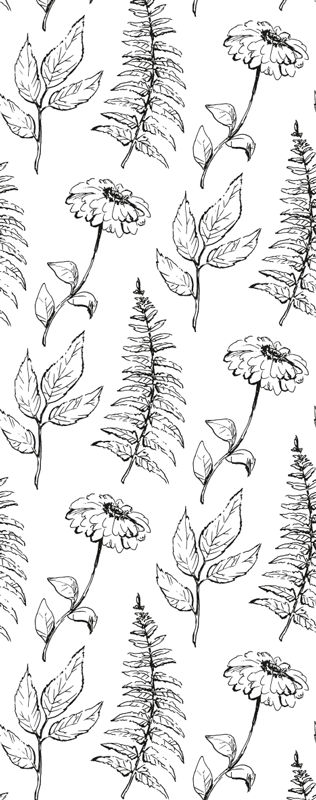 Bedroom vinyl rug with minimalist black and white tulips - TenStickers