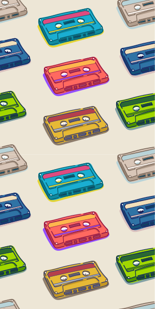 Bedroom vinyl rug with retro multicolored cassette design - TenStickers