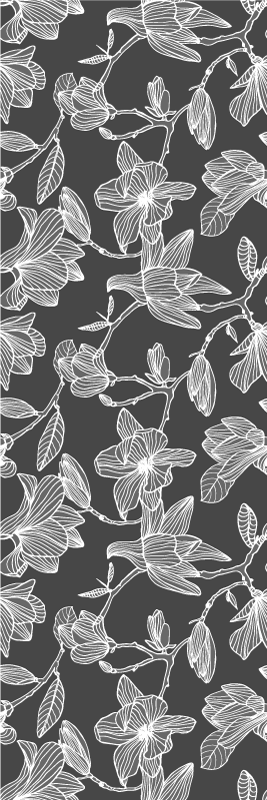 Bedroom vinyl rug with white and grey magnolia design - TenStickers