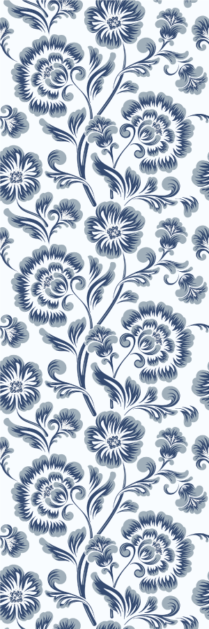 Bedroom vinyl rug with blue flowers grandmillenial pattern - TenStickers