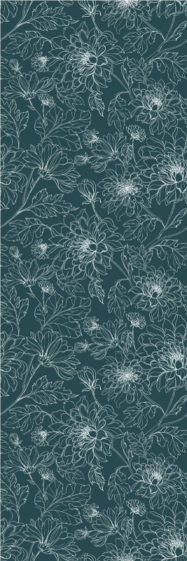 Bedroom vinyl rug grandmillenial white flowers - TenStickers