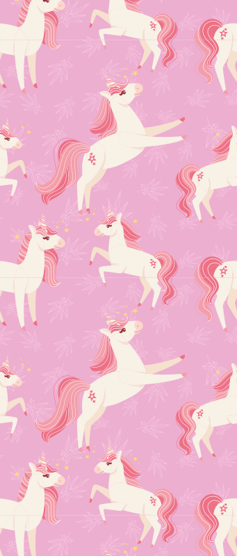 Pastel unicorns with plants bedroom vinyl rug - TenStickers