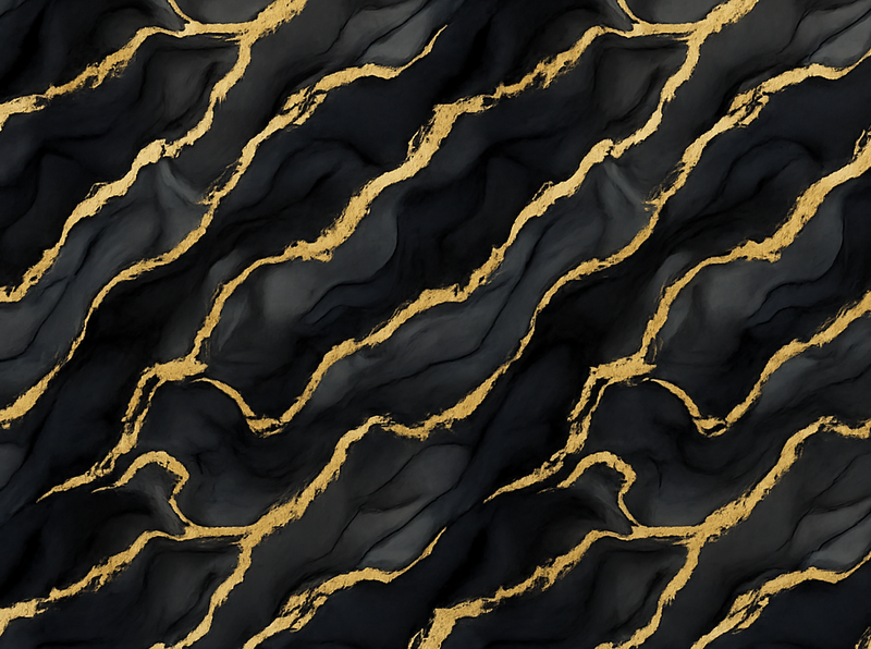 Bedroom vinyl rug in black marble with gold design - TenStickers