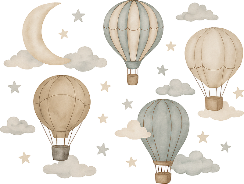 Bedroom vinyl rug with starry balloons design - TenStickers