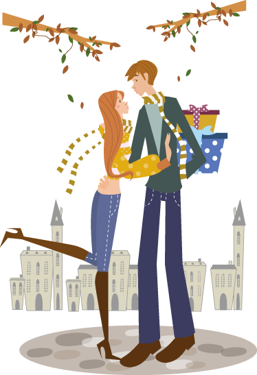 Bedroom vinyl rug autumn couple decor - TenStickers