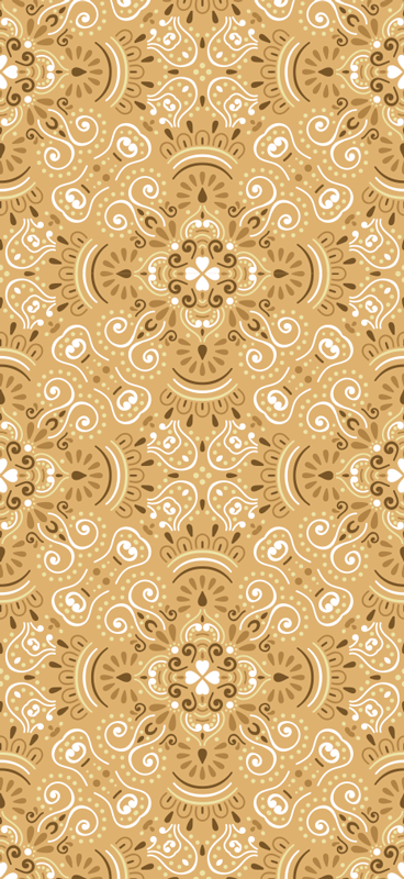 Vintage beige ornamental pattern bedroom vinyl rug - TenStickers