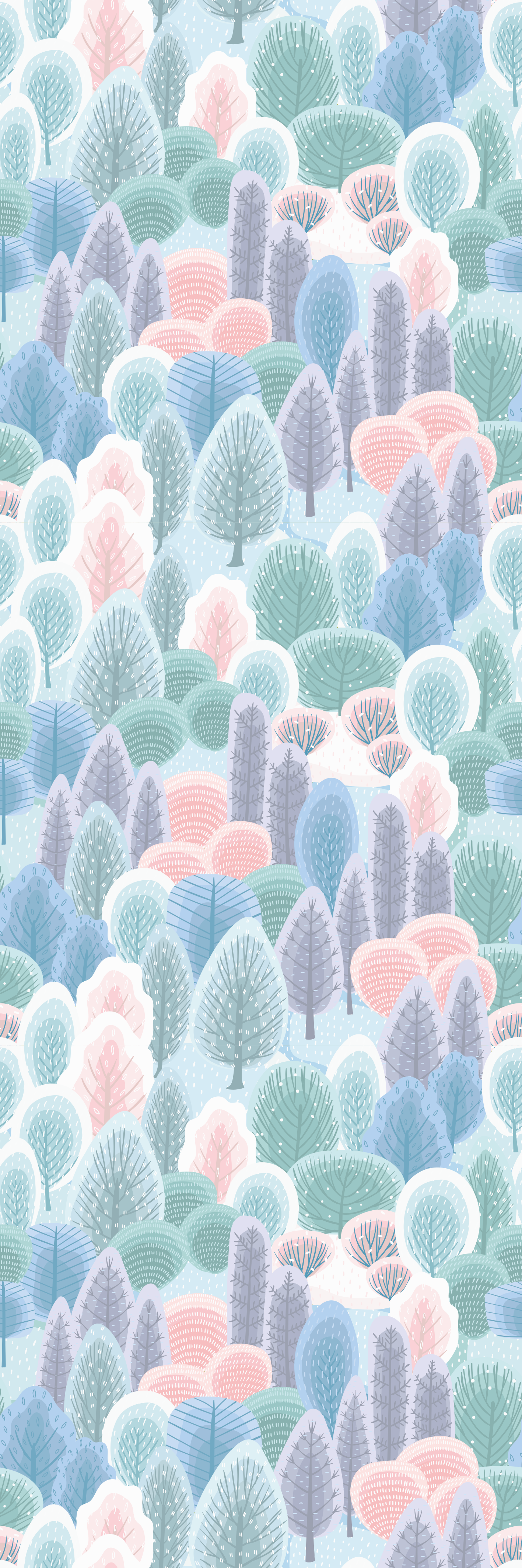 Bedroom vinyl rug in pastel winter forest design - TenStickers