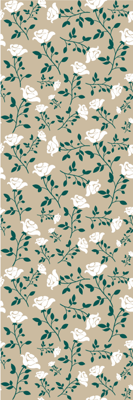 White vintage rose pattern bedroom vinyl rug - TenStickers