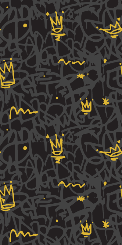 Bedroom vinyl rug featuring black and gold crown - TenStickers