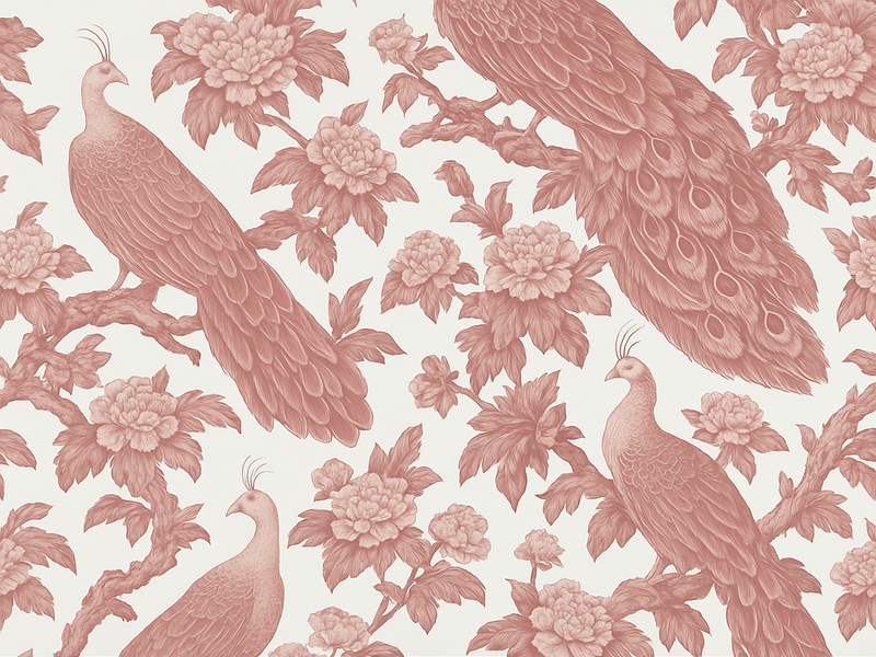 Bedroom vinyl rug with pink peacocks pattern - TenStickers