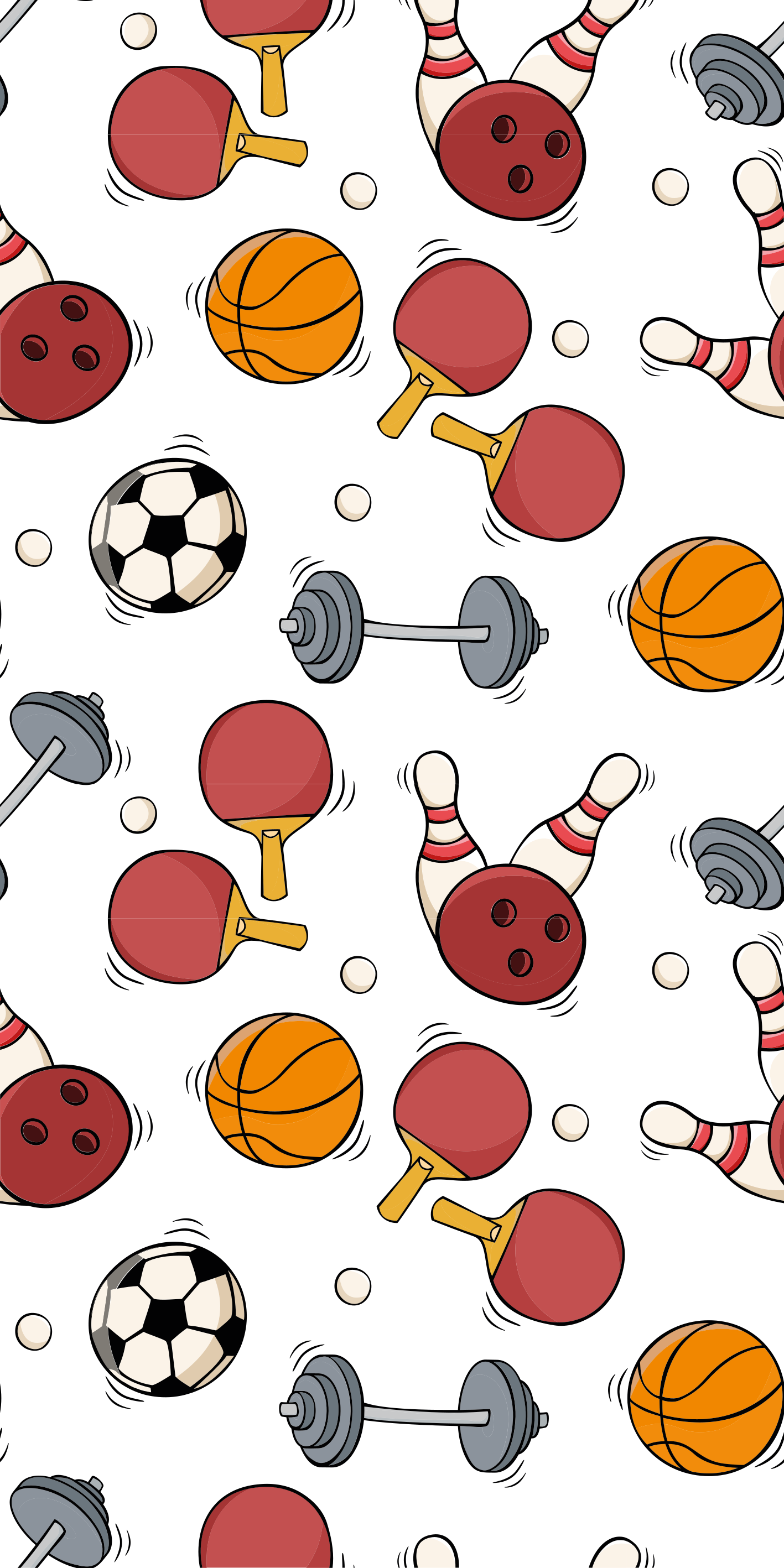 Bedroom vinyl rug with doodle sports equipment - TenStickers