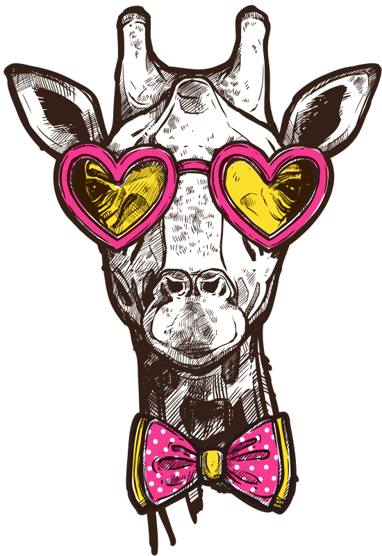 quirky giraffe heart glasses animal mat - TenStickers