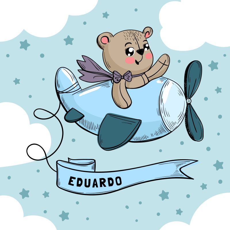 Customizable Teddy Pilot Design personalised rug - TenStickers
