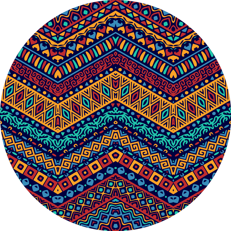 Rounded pattern ethnic vinyl rug - TenStickers