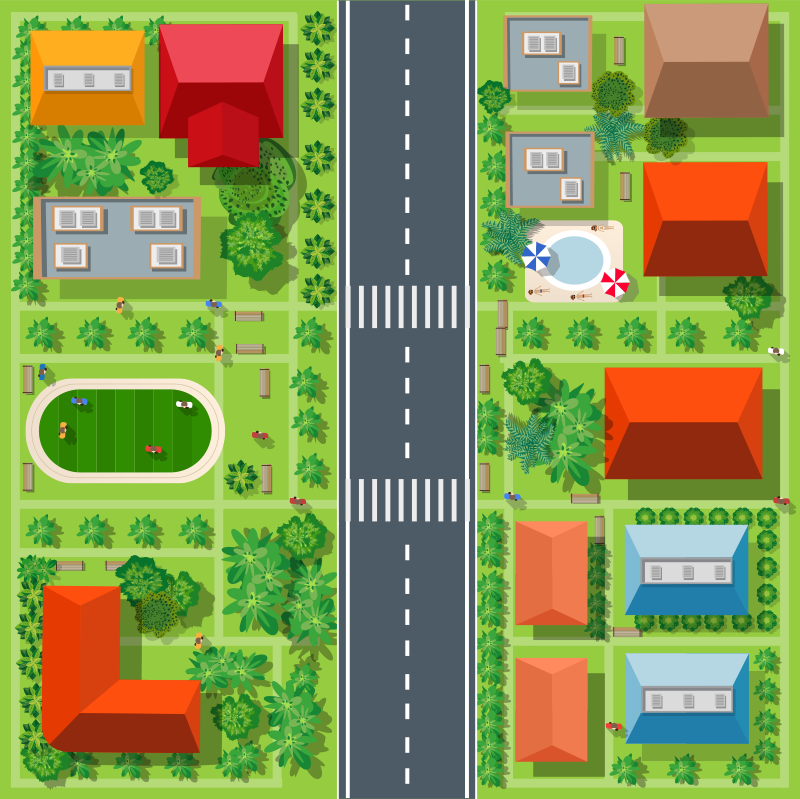 Playful Townscape playroom carpet - TenStickers