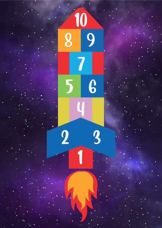 Galactic Hopscotch game vinyl rug - TenStickers