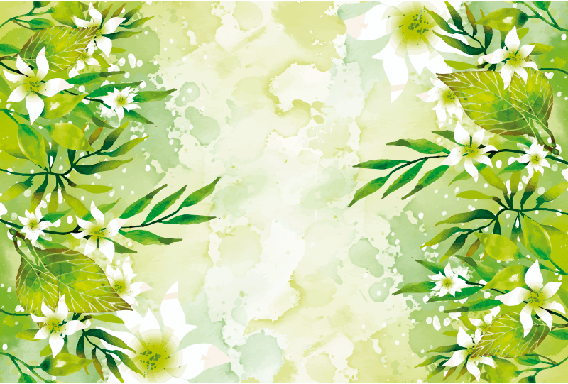 Botanical Greenery floral vinyl rug - TenStickers