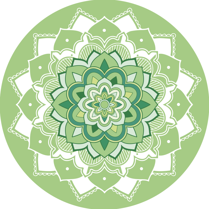 Green Mandala Design mandala vinyl rug - TenStickers