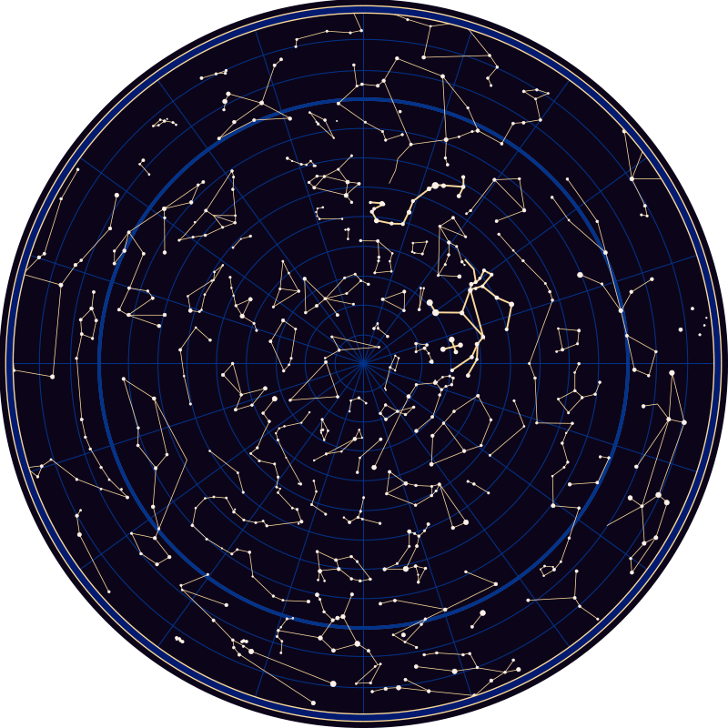 Constellation Circular world map vinyl rug - TenStickers